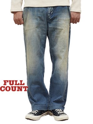 画像1: 【 FULLCOUNT（フルカウント） 】　Indigo Wabash Stripe Farmers Trousers [ Hard Wash ]