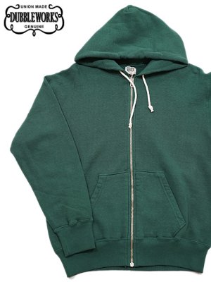 画像1: 【 DUBBLEWORKS（ダブルワークス） 】　吊り編みフルジップスウェットパーカー　[ Tsuriami Zip-Up Sweat Parka ] [ GREEN ]