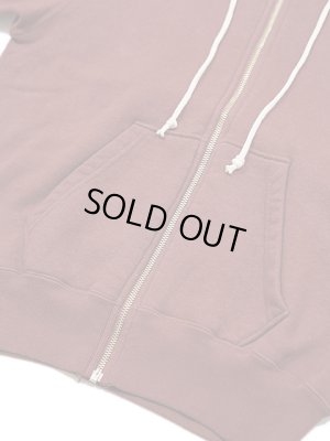 画像4: 【 DUBBLEWORKS（ダブルワークス） 】　吊り編みフルジップスウェットパーカー　[ Tsuriami Zip-Up Sweat Parka ] [ BURGUNDY ]
