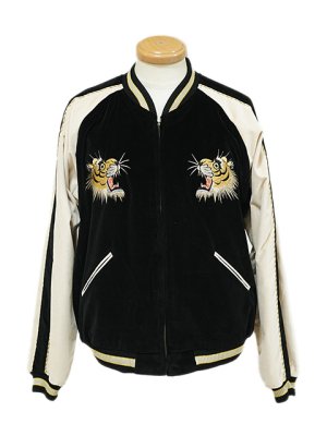 画像2: 【 TAILOR TOYO(テーラー東洋） 】 別珍 × アセテートスカジャン [ Velveteen ( Two-tone ) Souvenir Jacket ] [ TIGER HEAD × GOLD DRAGON ]
