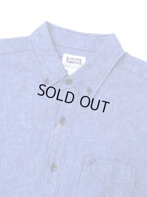 画像3: 【 Pherrow's（フェローズ） 】　七分袖コットンリネンシャンブレーボタンダウンシャツ [ BLUE ]