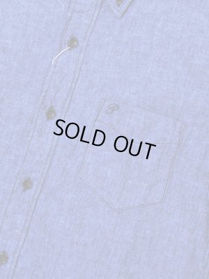 画像4: 【 Pherrow's（フェローズ） 】　七分袖コットンリネンシャンブレーボタンダウンシャツ [ BLUE ]