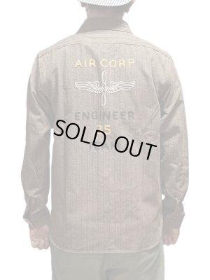 画像2: 【 Pherrow's（フェローズ） 】 ネップヘリンボーンワークシャツ [ Air Corp Engineer Team ]