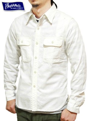 画像1: 【 Pherrow's（フェローズ） 】 シャンブレーワークシャツ [ WHITE CHAMBRAY ]