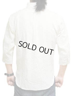 画像2: 【 Pherrow's（フェローズ） 】 七分袖コットンリネンシャンブレーボタンダウンシャツ [ WHITE ]