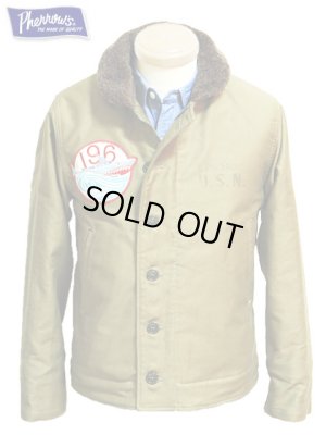 画像2: 【 Pherrow's（フェローズ） 】 カスタムN-1デッキジャケット [ SEA DIVILS OLIVE ]