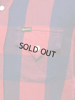 画像5: 【 Pherrow's（フェローズ） 】 インディゴチェックウエスタンシャツ [ レッド×インディゴブロック ]