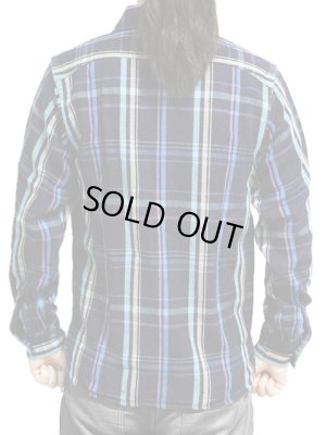 画像2: 【 Pherrow's（フェローズ） 】 インディゴヘビーウェイトフランネルチェックシャツ [ ブルー×インディゴ ]