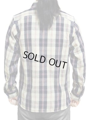 画像2: 【 Pherrow's（フェローズ） 】 インディゴヘビーウェイトフランネルチェックシャツ [ ベージュ×インディゴ ]