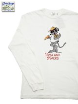 【 FREE RAGE 】　プリント長袖Tシャツ 　[ PIZZA AND SNACKS ] [ WHITE ] 【 メール便可 】