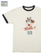 【 FREE RAGE 】　リンガープリントTシャツ [ Hello?! ] [ WHITE x NAVY ] 【 メール便可 】