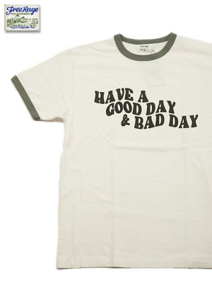 画像1: 【 FREE RAGE 】　リンガープリントTシャツ [ HAVE A GOOD DAY & BAD DAY ] [ WHITE x GREEN ] 【 メール便可 】
