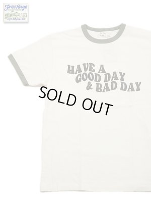 画像1: 【 FREE RAGE 】　リンガープリントTシャツ [ HAVE A GOOD DAY & BAD DAY ] [ WHITE x GREEN ] 【 メール便可 】