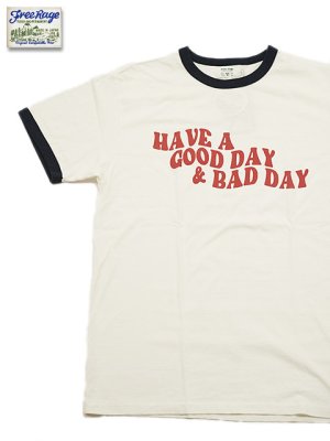 画像1: 【 FREE RAGE 】　リンガープリントTシャツ [ HAVE A GOOD DAY & BAD DAY ] [ WHITE x NAVY ] 【 メール便可 】