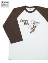 【 FREE RAGE（フリーレイジ） 】　Baseball Tee [ Curry Boy ] [ WHITE x BROWN ] 【 メール便可 】 