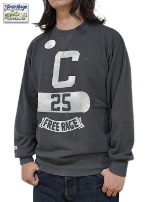 画像1: 【 FREE RAGE（フリーレイジ） 】　ハンドクラフトクルースウェット [ Hand Stamp ] [ SUMI ]