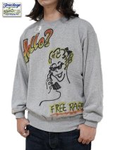【 FREE RAGE（フリーレイジ） 】　ハンドクラフトクルースウェット [ Hand Brush Paint ] [ H.GRAY ]
