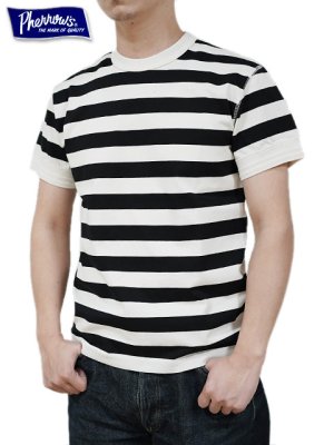 画像6: 【 Pherrow's（フェローズ） 】　度詰め天竺ボーダーTシャツ　[ BORDER T-SHIRTS ] [ NAVY x GREEN ] 【 メール便可 】