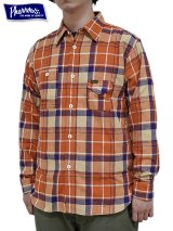 【 Pherrow's（フェローズ） 】　ライトフランネルワークシャツ　[ Light Flannel Work Shirts ] [ ORANGE ]