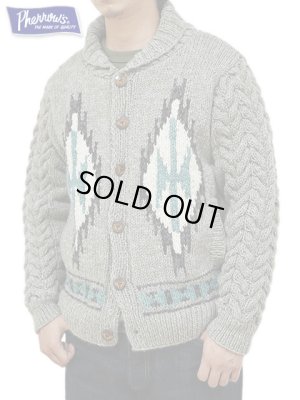 画像1: 【 Pherrow's（フェローズ） 】　ネイティブ柄カウチン　[ Native Cardigan ] [ GRAY ] 