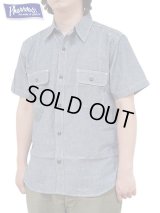 【 Pherrow's（フェローズ） 】　半袖ラウンドヨークワークシャツ　[ Round York Work Shirts ] [ Blue Chambray ]