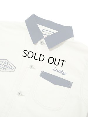 画像3: 【 Pherrow's（フェローズ） 】　カスタムワークジャケット [ 2-Ton Work Jacket ] [ PRS MOTOR Co. ] [ White x Navy ]