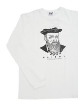 【 Pherrow's（フェローズ） 】　プリント L/S T-Shirts　[ ALIEN? ] [ ノストラダムス ] [ WHITE ]【 メール便可 】