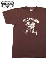 【 DUBBLEWORKS（ダブルワークス） 】　プリントTシャツ [ Printed Tee ] [ PIG POWER ] [ BORDEAUX ] 【 メール便可 】