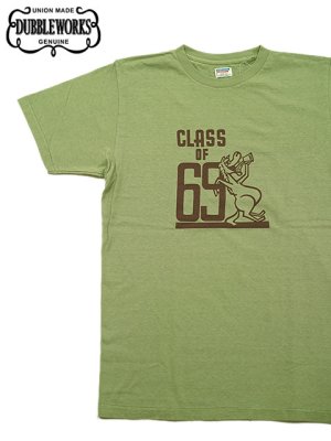 画像1: 【 DUBBLEWORKS（ダブルワークス） 】　プリントTシャツ [ Printed Tee ] [ CLASS OF 69 ] [ TEA GREEN ] 【 メール便可 】