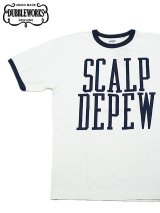 【 DUBBLEWORKS（ダブルワークス） 】　リンガーTシャツ [ Ringer Tee ] [ SCALP DE PEW ] [ OFF WHITE x NAVY ] 【 メール便可 】