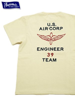 画像1: 【 Pherrow's（フェローズ） 】　刺繍T-シャツ [ USAAF ] [ S.WHITE ] 【 メール便可 】