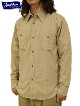 【 Pherrow's（フェローズ） 】 コットンリネンワークシャツ [ Cotton Linen Work Shirts ] [ Beige ]