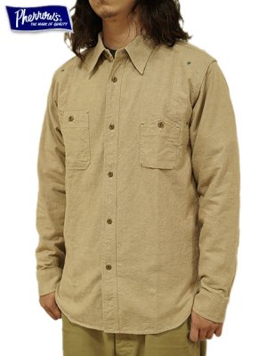 画像1: 【 Pherrow's（フェローズ） 】 コットンリネンワークシャツ [ Cotton Linen Work Shirts ] [ Beige ]