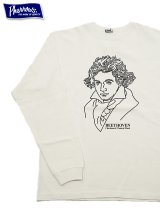 【 Pherrow's（フェローズ） 】　プリント L/S T-Shirts　[ ヴェートーベン ] [ WHITE ]【 メール便可 】