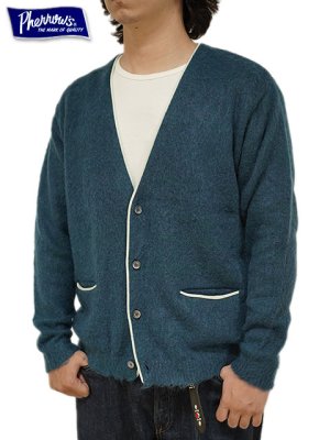 画像1: 【 Pherrow's（フェローズ） 】　モヘアニットカーディガン　[ MOHAIR KNIT CARDIGAN ] [ BLUE ] 