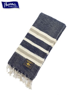 画像1: 【 Pherrow's（フェローズ） 】 ブランケットマフラー [ Native Blanket Scarf ] [ NAVY ]