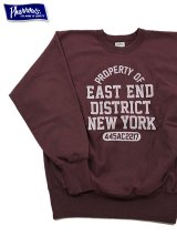 【 Pherrow's（フェローズ） 】　 リバースウィーブクルーネック [ REVERSE SWEAT CREW ] [ BURGUNDY ]