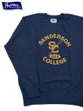 【 Pherrow's（フェローズ） 】　フロッキープリントスウェット [ SANDERSON COLLEGE ] [ NAVY ]