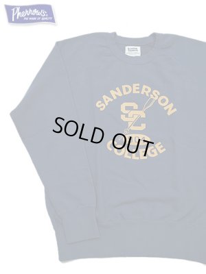 画像1: 【 Pherrow's（フェローズ） 】　フロッキープリントスウェット [ SANDERSON COLLEGE ] [ NAVY ]