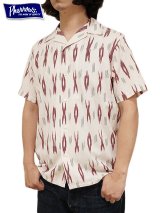 【 Pherrow's（フェローズ） 】 COTTON OPEN SHIRT [ IKAT DESIGN ] [ NATURAL ] 【 メール便可 】