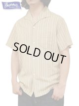 【 Pherrow's（フェローズ） 】 半袖ストライプイタリアンカラーシャツ [  ITALIAN COLLAR SHIRTS ] [ BEIGE STRIPE ] 【 メール便可 】