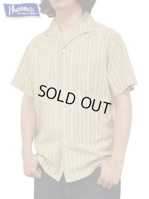 画像1: 【 Pherrow's（フェローズ） 】 半袖ストライプイタリアンカラーシャツ [  ITALIAN COLLAR SHIRTS ] [ BEIGE STRIPE ] 【 メール便可 】