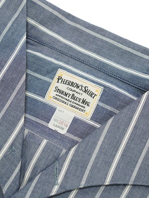 画像7: 【 Pherrow's（フェローズ） 】 半袖ストライプイタリアンカラーシャツ [  ITALIAN COLLAR SHIRTS ] [ NAVY STRIPE ] 【 メール便可 】