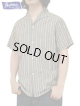 【 Pherrow's（フェローズ） 】 半袖ストライプイタリアンカラーシャツ [  ITALIAN COLLAR SHIRTS ] [ CHARCOAL STRIPE ] 【 メール便可 】