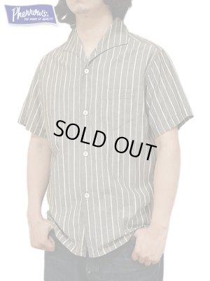 画像1: 【 Pherrow's（フェローズ） 】 半袖ストライプイタリアンカラーシャツ [  ITALIAN COLLAR SHIRTS ] [ CHARCOAL STRIPE ] 【 メール便可 】