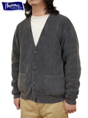 画像1: 【 Pherrow's（フェローズ） 】 サマーニットカーディガン [ Summer Knit Cardigan ] [ FADE BLACK ]