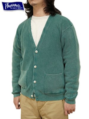 画像1: 【 Pherrow's（フェローズ） 】 サマーニットカーディガン [ Summer Knit Cardigan ] [ FADE GREEN ]