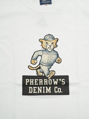 画像4: 【 Pherrow's（フェローズ） 】　フロッキープリントT-シャツ [ Pherrows Denim Co ] [ WHITE ] 【 メール便可 】