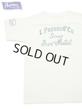 【 Pherrow's（フェローズ） 】　プリントT-シャツ ワッペンカスタム [ L.P & CO. ] [ WHITE ] 【 メール便可 】