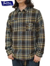【 Pherrow's（フェローズ） 】　ガチャポケフランネルワークシャツ　[ Flannel Work Shirts ] [ BLACK × BLUE CHECK ]